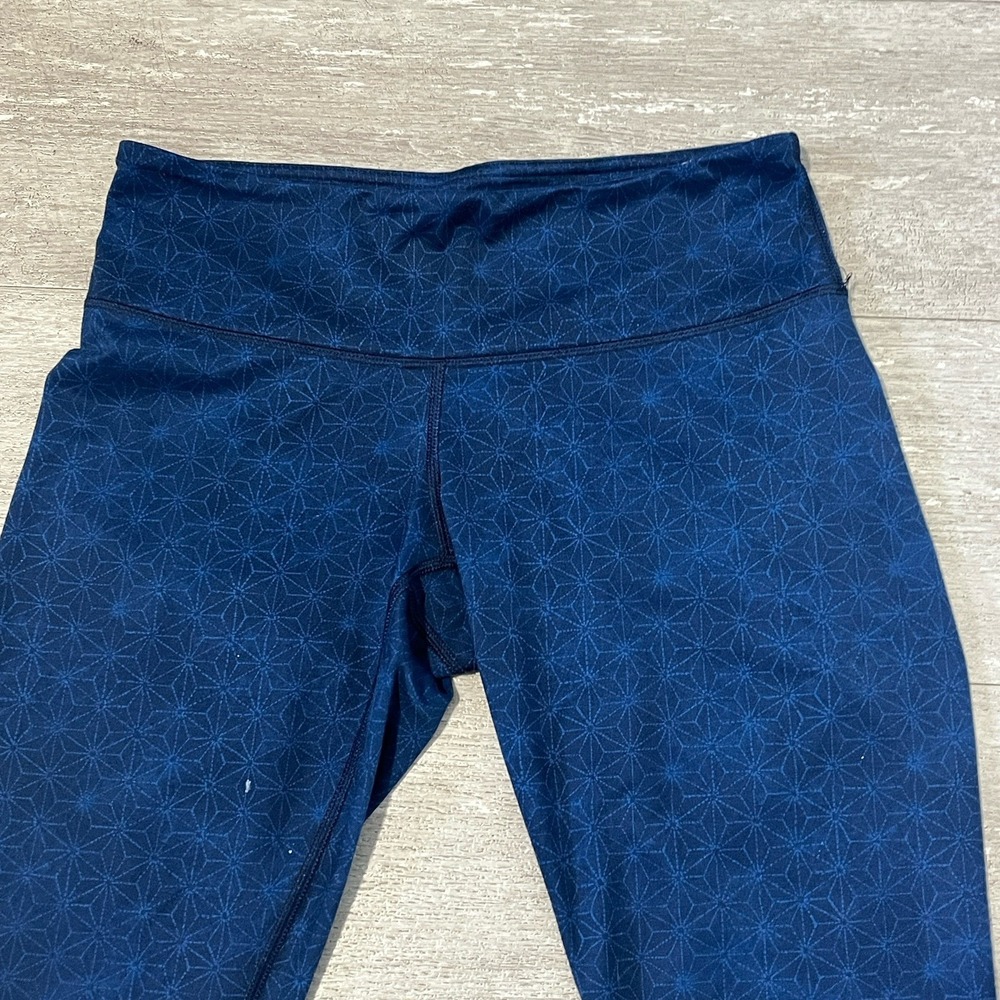 Lululemon Size 6 Wunder Under Leggings Foldover High Waist Full Length Blue Star - Picture 5 of 7